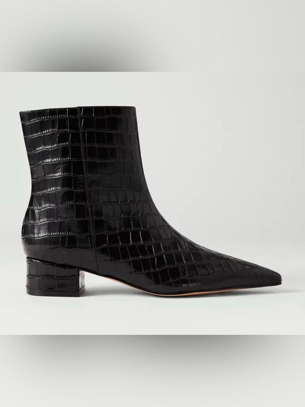 NEW ANN TAYLOR BLACK CROCO NIP TOE BOOTIE BOOTS SZ 8